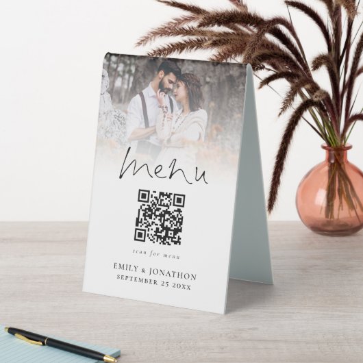 Plaque De Table Revêtement photo moderne Qr Code Menu Mariage (En SItu (Tableau))