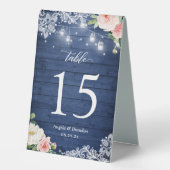 Plaque De Table Roche Bleue Rustique Lumières Dentelle Florale Num (Recto)