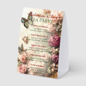 Plaque De Table Rococo Butterfly Garden Galentine Tea Party Menu (Verso)