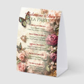 Plaque De Table Rococo Butterfly Garden Galentine Tea Party Menu (Recto)