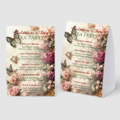 Plaque De Table Rococo Butterfly Garden Galentine Tea Party Menu (Recto/verso)
