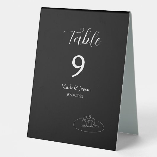Plaque De Table ROE Mariage simple noir et blanc (Recto)