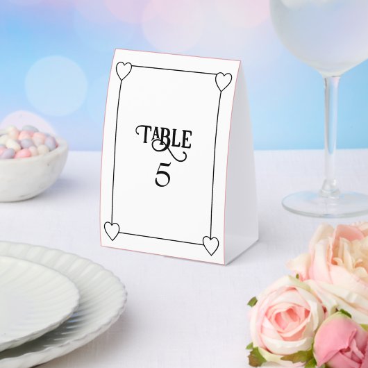 Plaque De Table Romantic Hearts Decorative Black and White Number (Insitu (mariage))