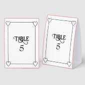 Plaque De Table Romantic Hearts Decorative Black and White Number (Recto/verso)