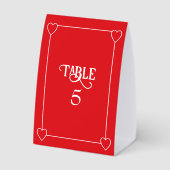 Plaque De Table Romantic Hearts Decorative Red and White Number (Verso)