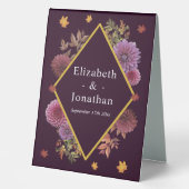 Plaque De Table Romantique Automne Dahlia Mariage (Recto)