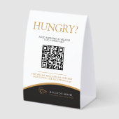 Plaque De Table Room service food ordering QR photo black gold (Recto)