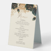 Plaque De Table Rose D'Aquarelle Or Numéro De Table Et Menu Mariag (Recto)