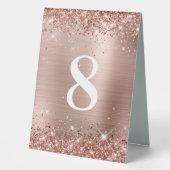 Plaque De Table Rose Gold Pailleté Numéro de Mariage (Recto)