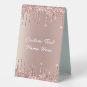 Plaque De Table Rose Gold Parties scintillant personnalisé Nom de  (Verso)