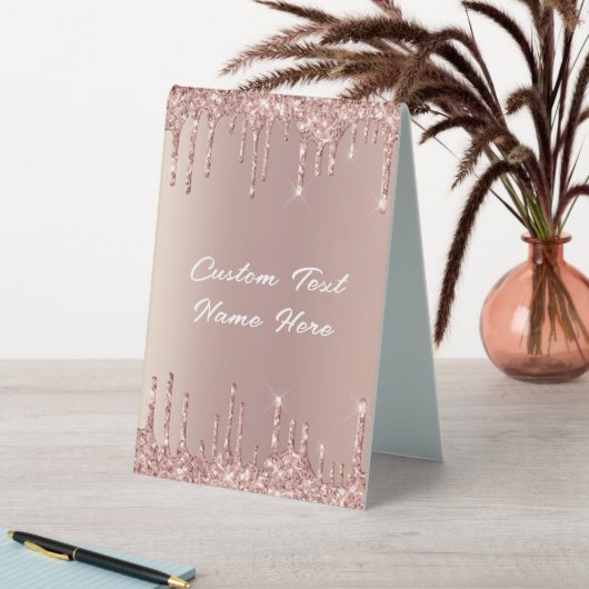 Plaque De Table Rose Gold Parties scintillant personnalisé Nom de  (En SItu (Tableau))