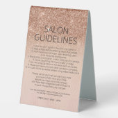 Plaque De Table Rose Gold Parties scintillant Santé Sécurité Coiff (Verso)