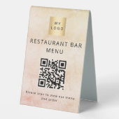 Plaque De Table Rose or restaurant café bar menu scan code QR (Verso)
