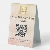 Plaque De Table Rose or restaurant café bar menu scan code QR (Recto)