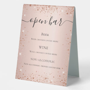Plaque De Table Rose or rousse parties scintillant scintille menu