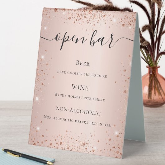 Plaque De Table Rose or rousse parties scintillant scintille menu  (En SItu (Tableau))