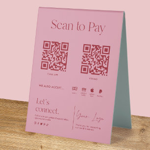 Plaque De Table Rose saumon Scannez pour payer