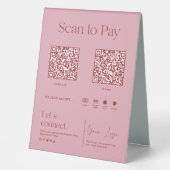 Plaque De Table Rose saumon Scannez pour payer  (Recto)