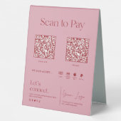 Plaque De Table Rose saumon Scannez pour payer  (Verso)