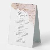 Plaque De Table rose textuel numéro de table d'or et menu mariage (Recto)