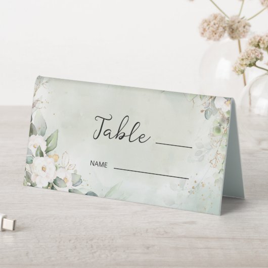 Plaque De Table Roses blanches Eucalyptus Feuilles (En SItu (Tableau))