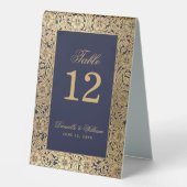 Plaque De Table Roses d'or bleu de marine Calligraphie élégante vi (Recto)