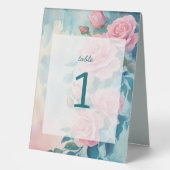 Plaque De Table Roses roses Mariages Engagement nuptial Numéro PER (Recto)