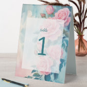 Plaque De Table Roses roses Mariages Engagement nuptial Numéro PER (En SItu (Tableau))