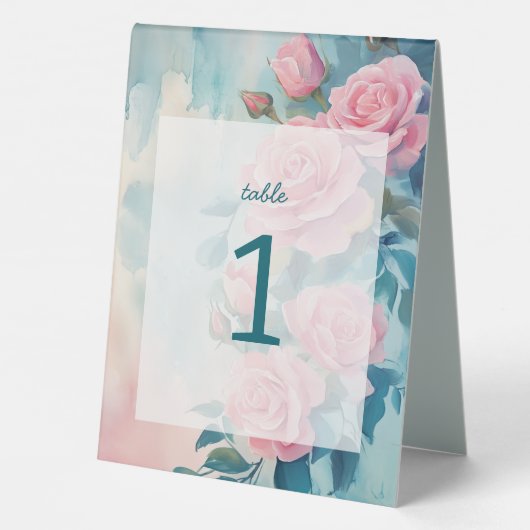 Plaque De Table Roses roses Mariages Engagement nuptial Numéro PER (Verso)