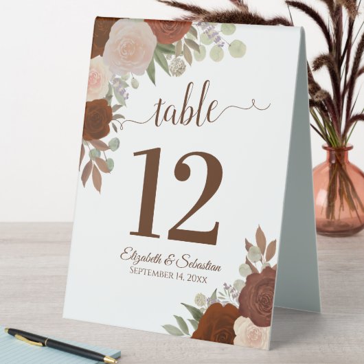 Plaque De Table Roses rouille Orange Automne Mariage Numéro de tab (En SItu (Tableau))