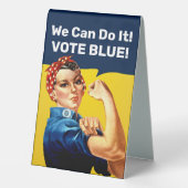 Plaque De Table Rosie la riveteuse | Bleu voté | (Verso)