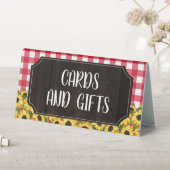 Plaque De Table Rouge rustique En vichy & Tournesols Cartes & Cade (En SItu (Tableau))