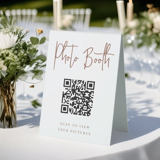 Plaque De Table Rouille | Botte photo moderne manuscrite QR Code