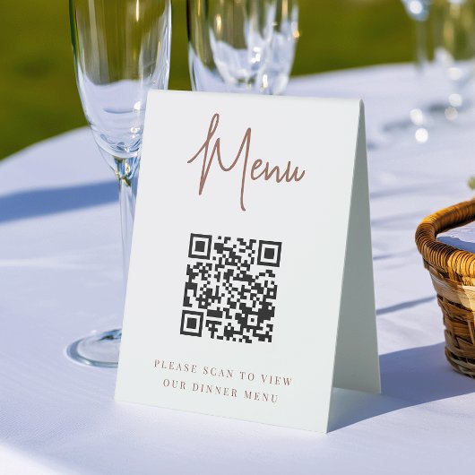 Plaque De Table Rouille | Menu de code QR de script manuscrit mode
