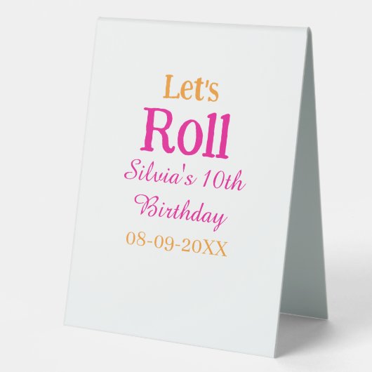 Plaque De Table Roulons heureux 10e anniversaire ajouter nom retro (Recto)