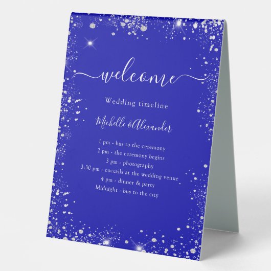 Plaque De Table Royal bleu argent parties scintillant programme de (Recto)