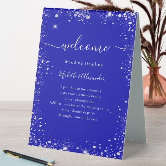 Plaque De Table Royal bleu argent parties scintillant programme de (En SItu (Tableau))