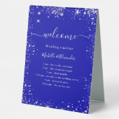 Plaque De Table Royal bleu argent parties scintillant programme de (Verso)