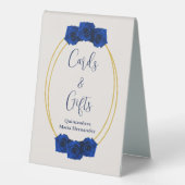 Plaque De Table Royal Blue et Gold Geometry Quinceañera (Recto)