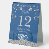 Plaque De Table Royal Blue, Grey Love Hearts Mariage (Recto)