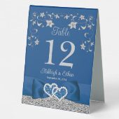 Plaque De Table Royal Blue, Grey Love Hearts Mariage (Verso)