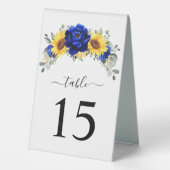 Plaque De Table Royal Blue Rustic Sunflower Numéro de table Mariag (Verso)