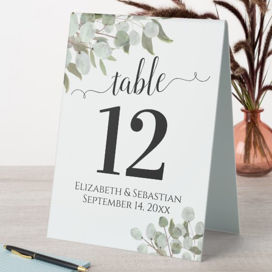 Plaque De Table Russe Aquarelle Eucalyptus Mariage Numéro de table (En SItu (Tableau))