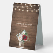 Plaque De Table Russe Bourgogne Floral Mason Jar Mariage (Verso)