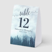Plaque De Table Rustic Blue Misty Mountains Mariage Numéro de tabl (Verso)