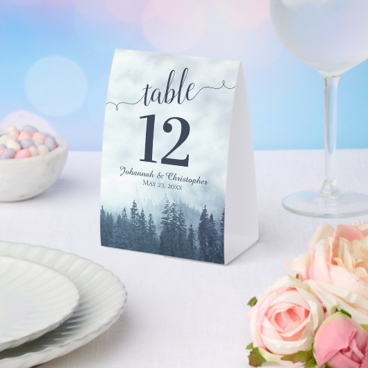 Plaque De Table Rustic Blue Misty Mountains Mariage Numéro de tabl (Insitu (mariage))