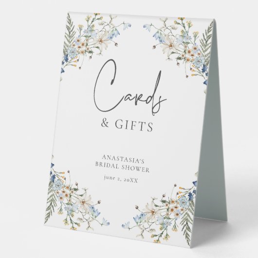 Plaque De Table Rustic Blue Wildflowers & Daisies Shower Gifts (Recto)