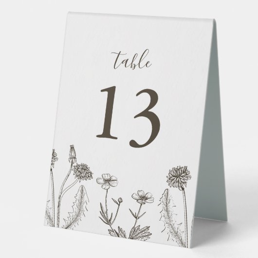 Plaque De Table Rustic Boho Wildflower  Wedding (Recto)