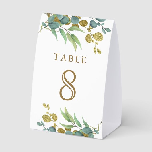 Plaque De Table Rustic Eucalyptus Gold Branch Wedding Table Number (Verso)