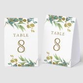 Plaque De Table Rustic Eucalyptus Gold Branch Wedding Table Number (Recto/verso)